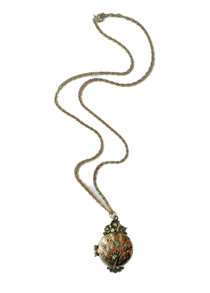 Peacock Vintage Style Locket Pendant Necklace