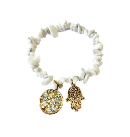 Hamsa White Howlite Crystal Bracelet