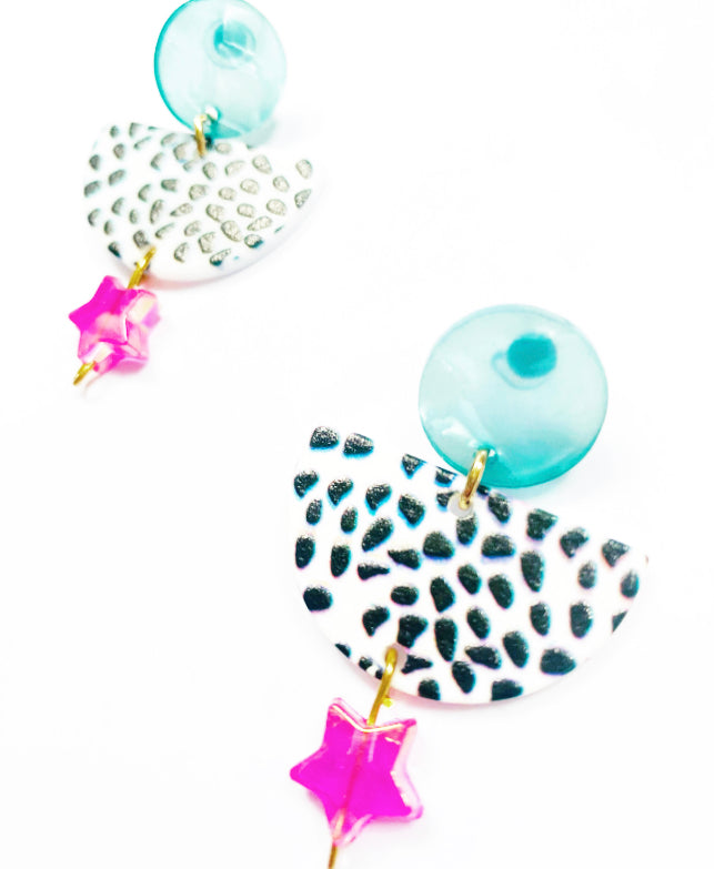 Monochrome Disc & Star Earrings - High Maintenance Jewellery