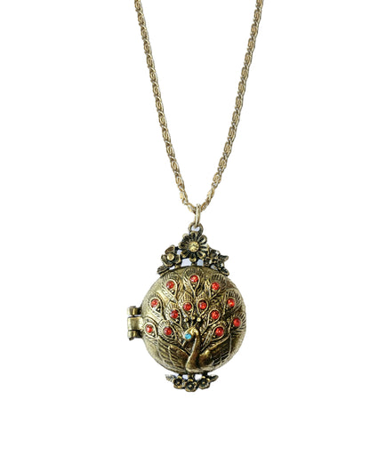 Peacock Vintage Style Locket Pendant Necklace