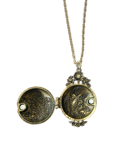 Peacock Vintage Style Locket Pendant Necklace