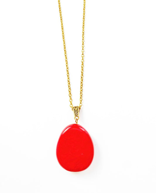 Red Drop Pendant Necklace